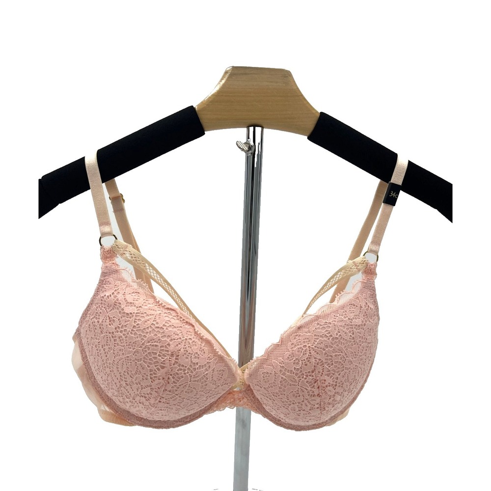 Victoria's Secret 11042358 Push Up Bra Pink Floral‎ Lace 34C New With Tag